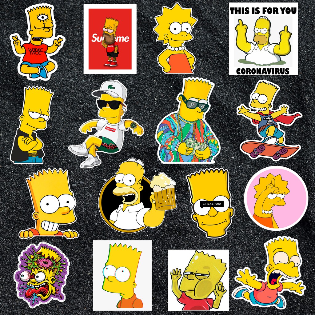 Sticker Simpson chống nước sticker dán nón bảo hiểm, laptop, điện thoại, đàn guitar, mũ bảo hiểm