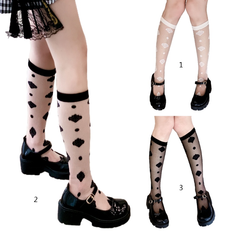 Vớ dài bằng vải lụa trong suốt in họa tiết hoa phong cách lolita dễ thương cho nữ | BigBuy360 - bigbuy360.vn