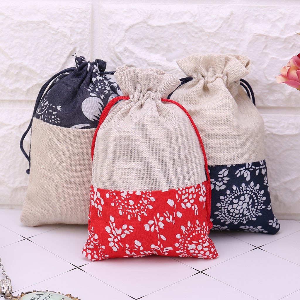 Túi cotton lanh dây rút đựng trang sức