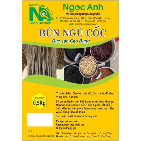 Bún đen ngũ cốc Cao Bằng gói 500gr làm từ gạo lứt, đậu đỏ, đậu nành, đỗ đen, vừng đen, hạt sen, ăn kiêng eatclean