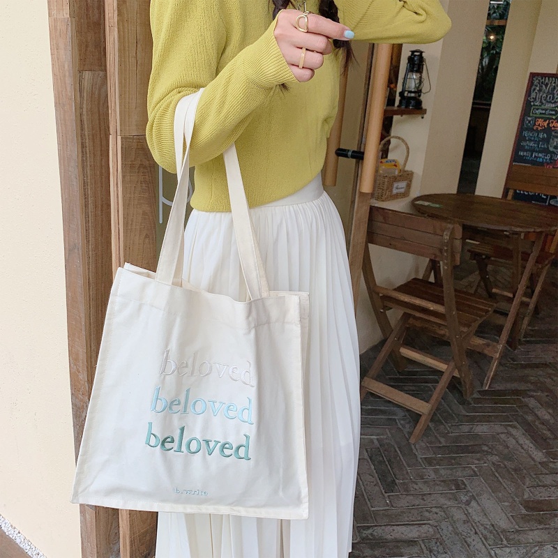 Túi vải Màu Trơn In Chữ Cho Nữ