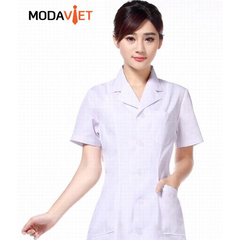 Áo blouse y tá, điều dưỡng , dược sĩ - vải silk đẹp dài ngang mông