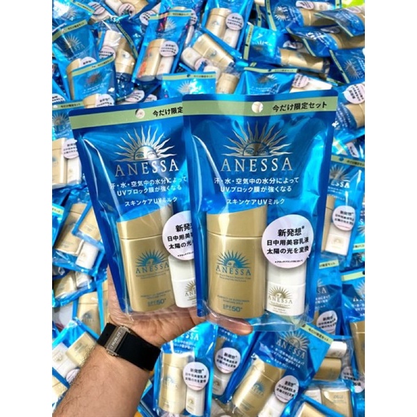 Set Kem chống nắng Anessa 60ml + serum chống nắng, nâng tông 6ml
