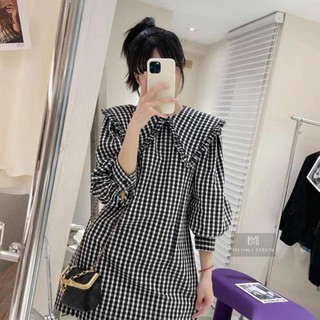 Đầm suông, đầm dài, cổ bèo phong cách Hàn Quốc