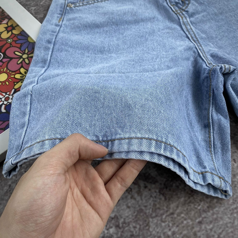 Quần Jean Ngố Lững Ống Rộng Nữ, Quần Sọt 2 Túi Chất Bò Lưng Cao ULZZANG | BigBuy360 - bigbuy360.vn