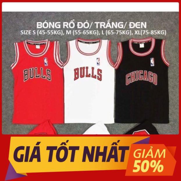 hàng chính hãng -  Bộ quần áo bóng rổ cao cấp trẻ em Chicago Bulls màu đỏ