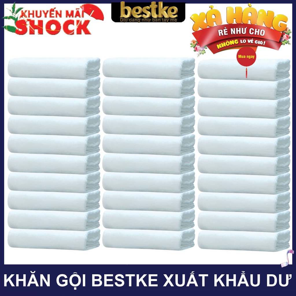 Combo 30 Khăn gội bestke 100% cotton mềm mại và thấm hút white color, Cotton towels, towels manufact