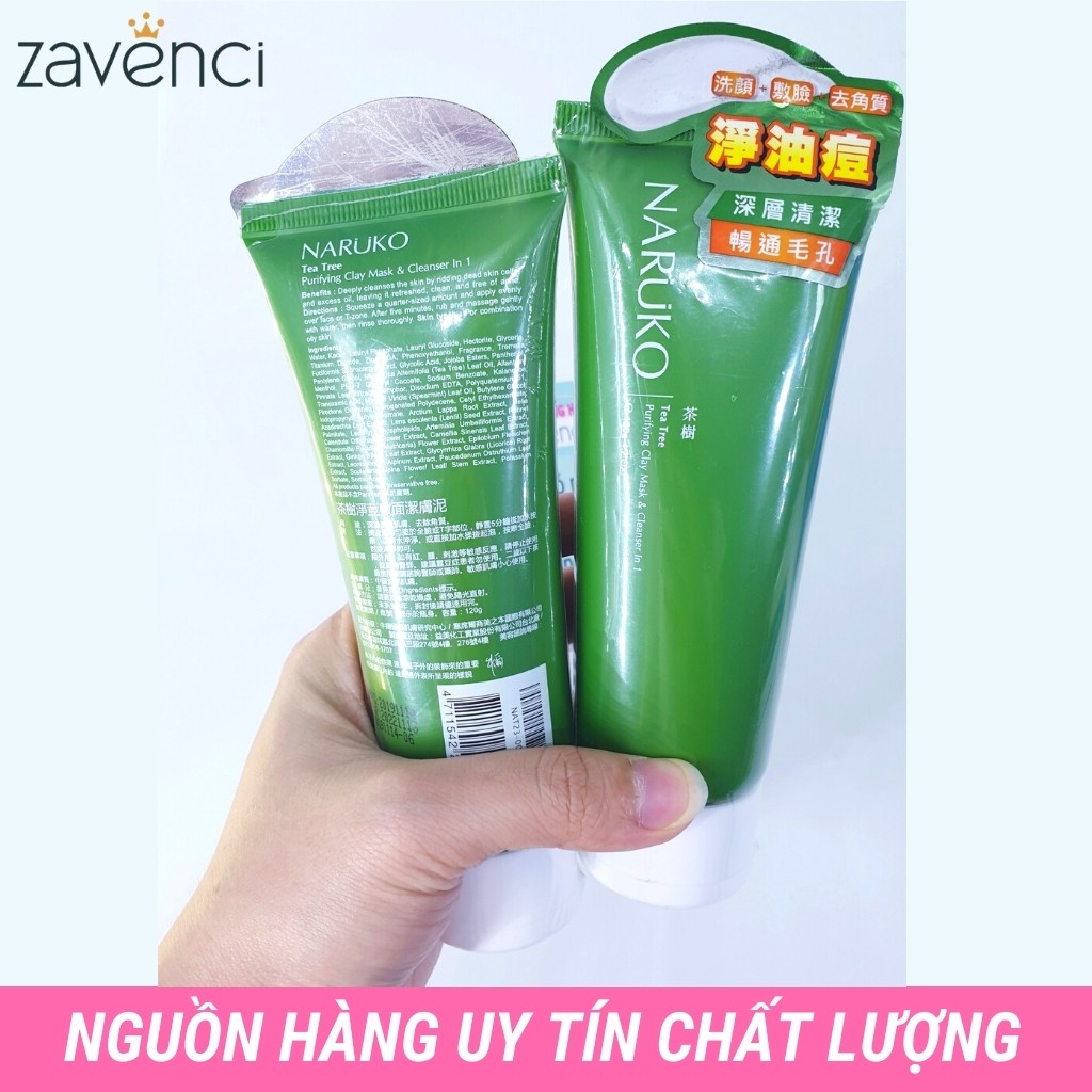 Sữa rửa mặt SR019844 NARUKO Dạng Bùn Trà Tràm Tea Tree Purifying Clay Mask and Cleanser 3in1 (120g)