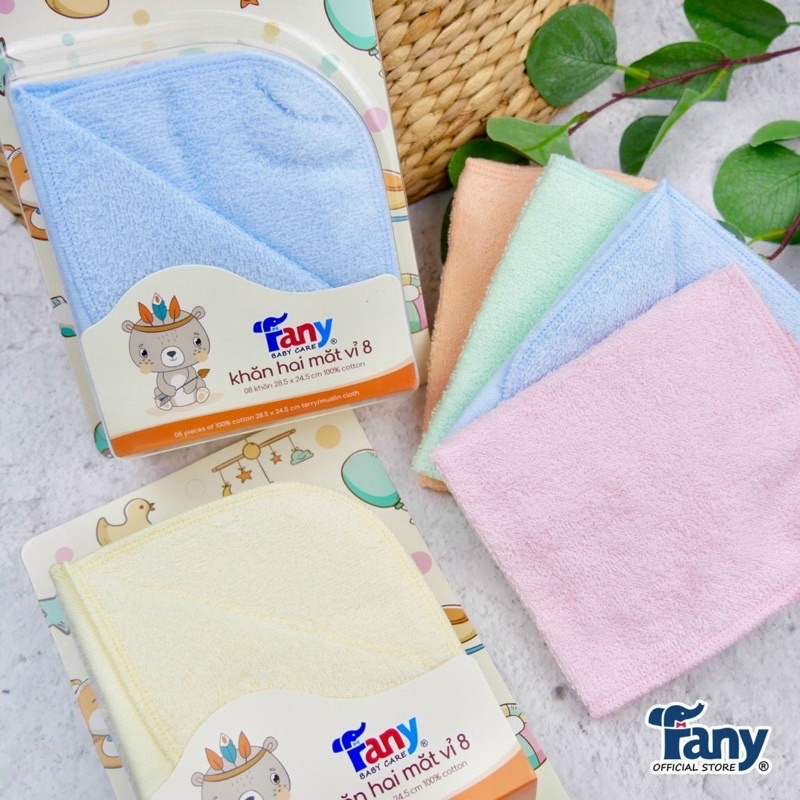 KHĂN SỮA FANY 2 MẶT 100% COTTON