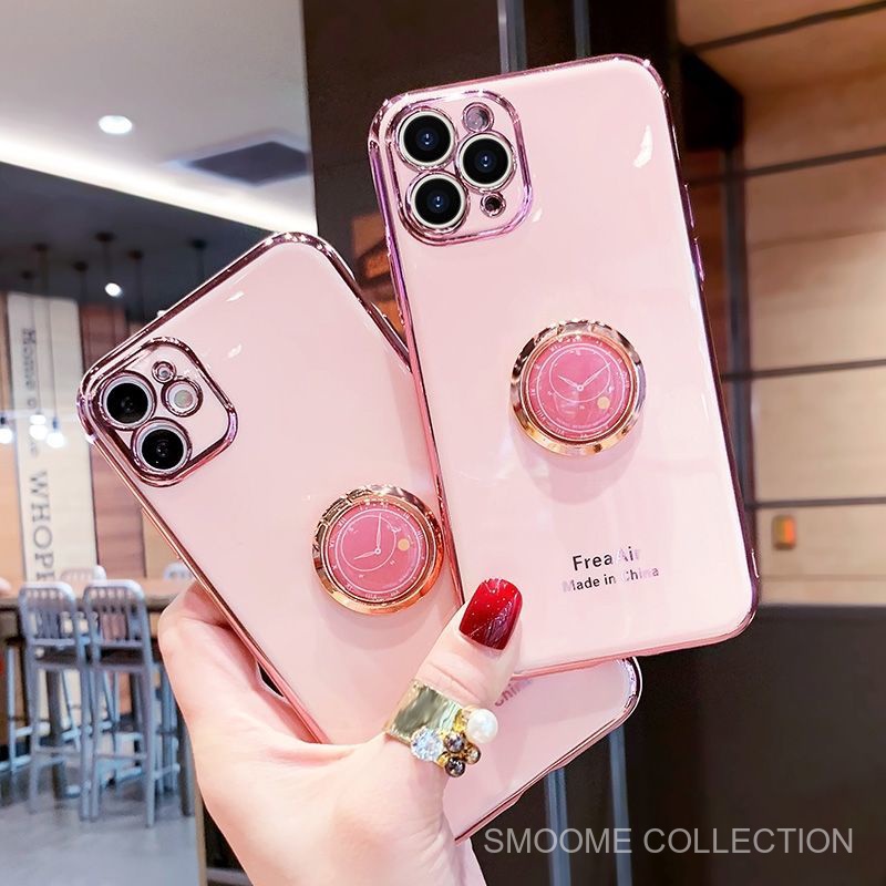 Ốp Điện Thoại Silicon Chống Sốc Hình Đồng Hồ Mạ Điện Có Giá Đỡ Cho iPhone 7Plus 8Plus 11 11Pro XS X XSMAX 8 7 XSMAX