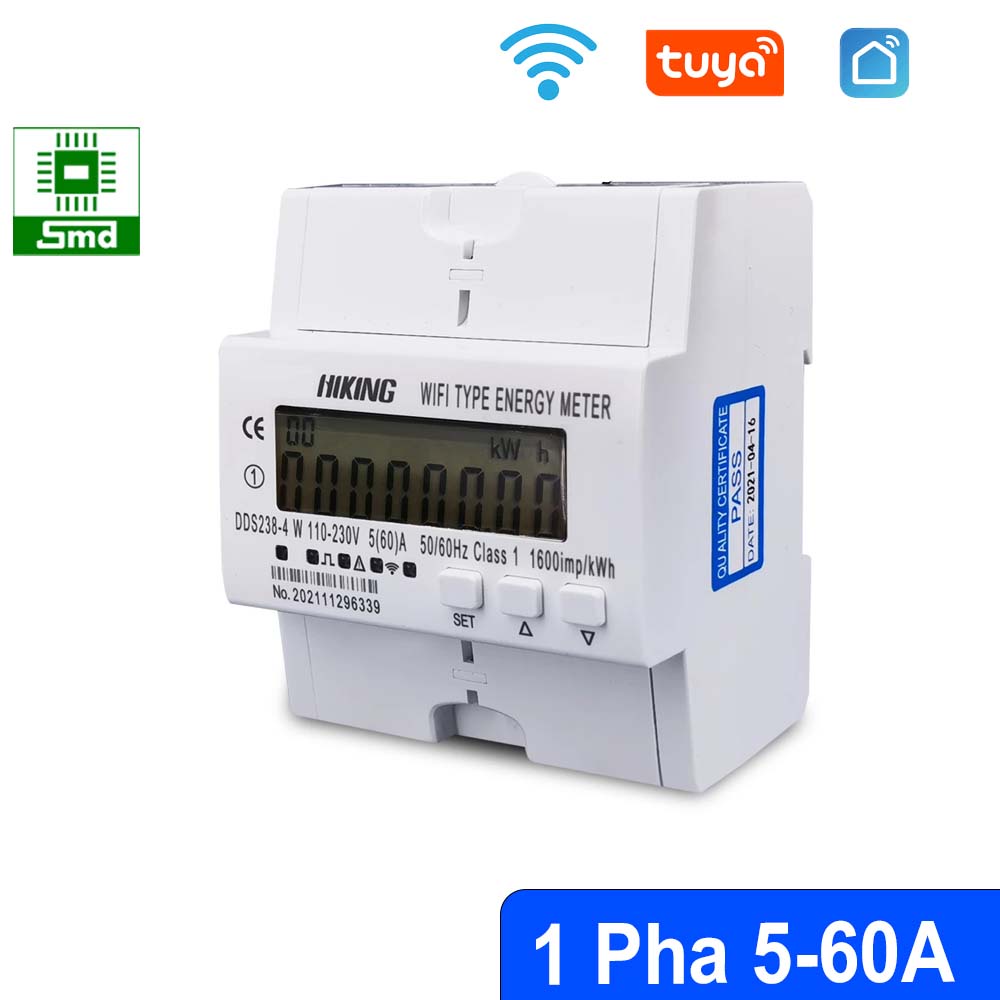 Công tơ điện tử Wifi Tuya Smartlife Hiking, Đóng cắt Từ xa thay CB, Đo công suất, điện áp , dòng điện 1 Pha IOS Android