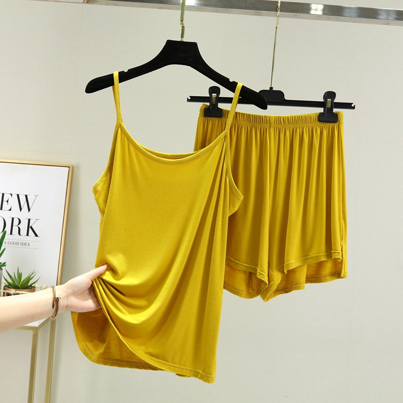 Set Đồ Ngủ Áo Thun Không Tay Và Quần Short Thời Trang Hàn Quốc Cho Nữ