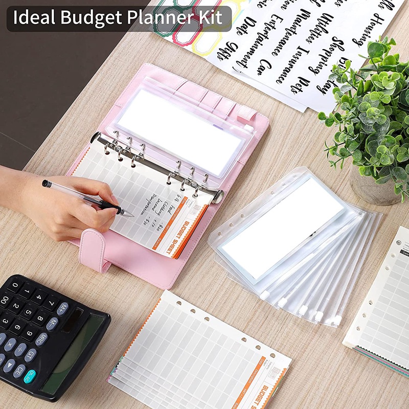 Sổ ghi chú A6 bìa da PU 6 vòng màu đen