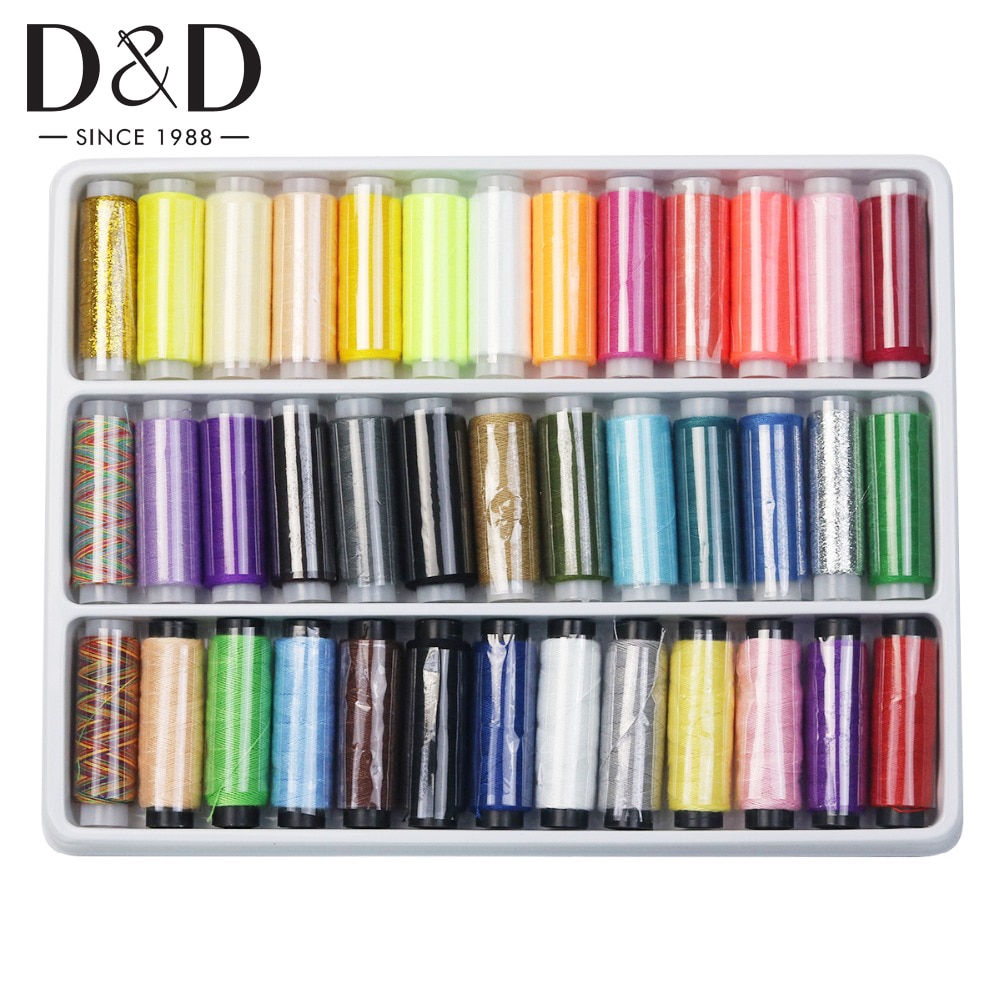 1Set 39 Color Sewing Thread Set 200 Yards Durable Polyester Embroidery Thread Sewing Machine Manual Sewing Thread Suitable for Manual Sewing Clothing