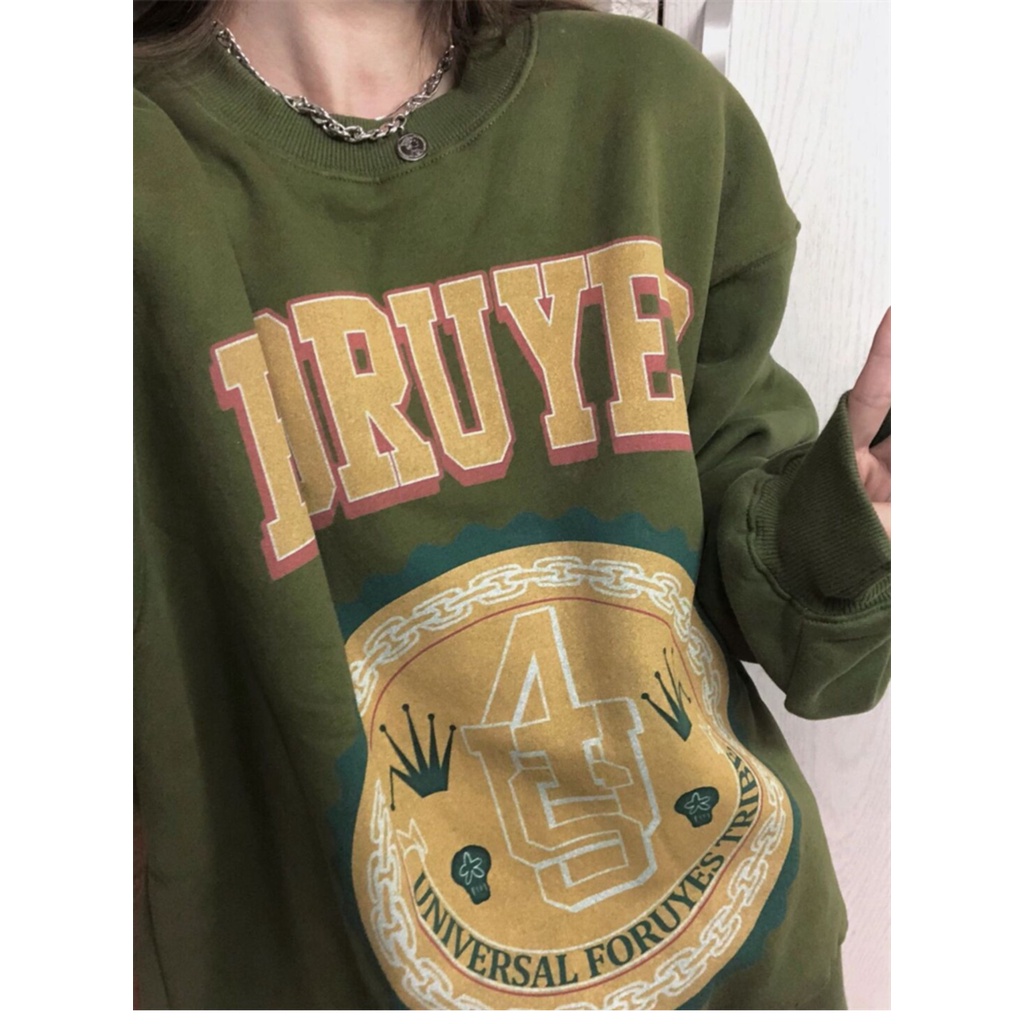 Áo nỉ nữ dài tay cổ tròn thời trang Hàn | BigBuy360 - bigbuy360.vn