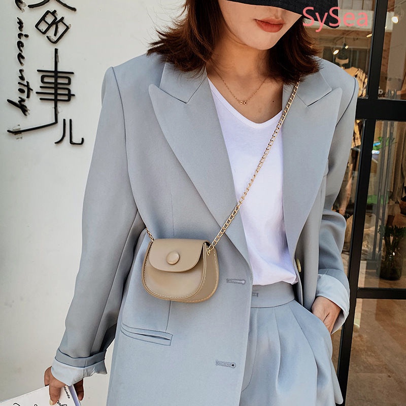 Túi Xách Mini Phối Dây Xích Phong Cách Thời Trang Hàn Quốc Dành Cho Nữ