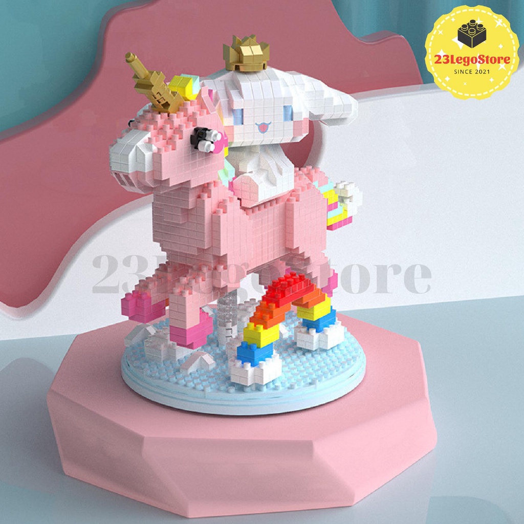 Bộ đồ chơi lắp ghép Ngựa một sừng Unicorn dành cho bé màu hồng cực dễ thương