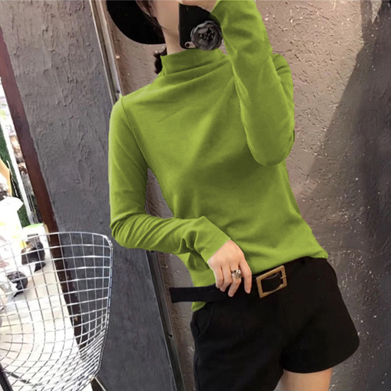 NRVP Áo thun cao cổ dài tay ôm vừa vặn dễ phối đồ thời trang thu đông 2020 cho nữ