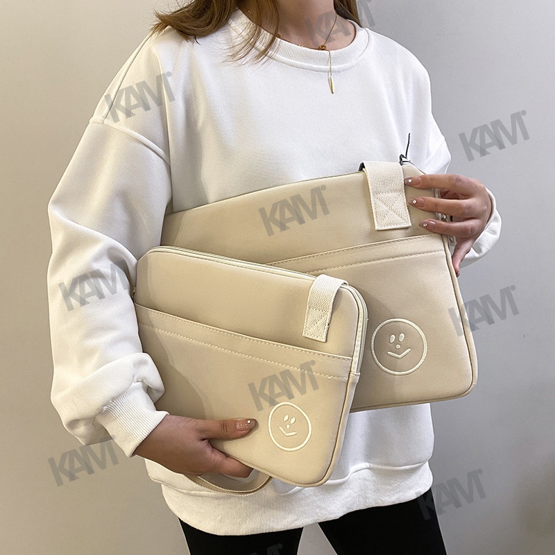 Túi Đựng Laptop Chống Sốc Thêu Họa Tiết Mặt Cười Cho iPad 9.7 / 10.2 / 12.9 Inch Ốp