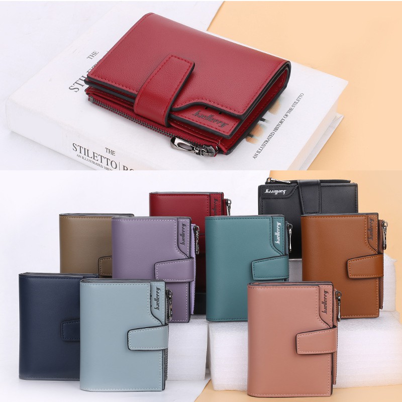 Baellerry Ví Ngắn Đựng Thẻ Có Khóa Kéo Thời Trang Hàn Quốc Cho Nữ