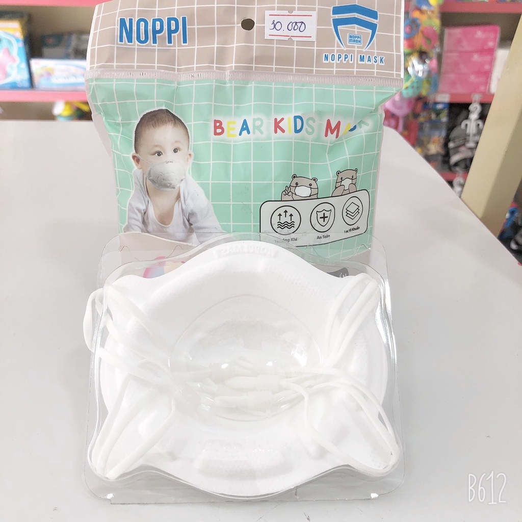 Khẩu trang Noppi hình gấu set 3 cái cho trẻ sơ sinh đến 5 tuổi