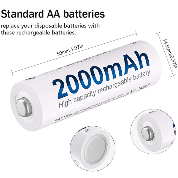 Pin sạc AA 2000mah Beston Chính Hãng - Vỉ 2 viên.