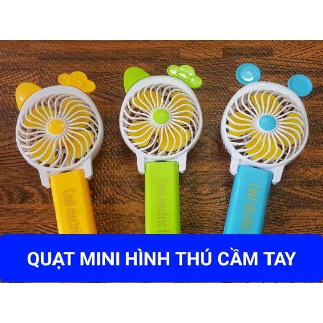 Quạt Tích Điện Mini Cầm Tay 3 Chế Độ Gió Có Dây Sạc, Dây Đeo, Chân Để Bàn