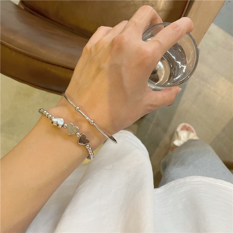 Bộ 2 vòng đeo tay hở iF YOU mặt trái tim phong cách Hàn Quốc cho nữ