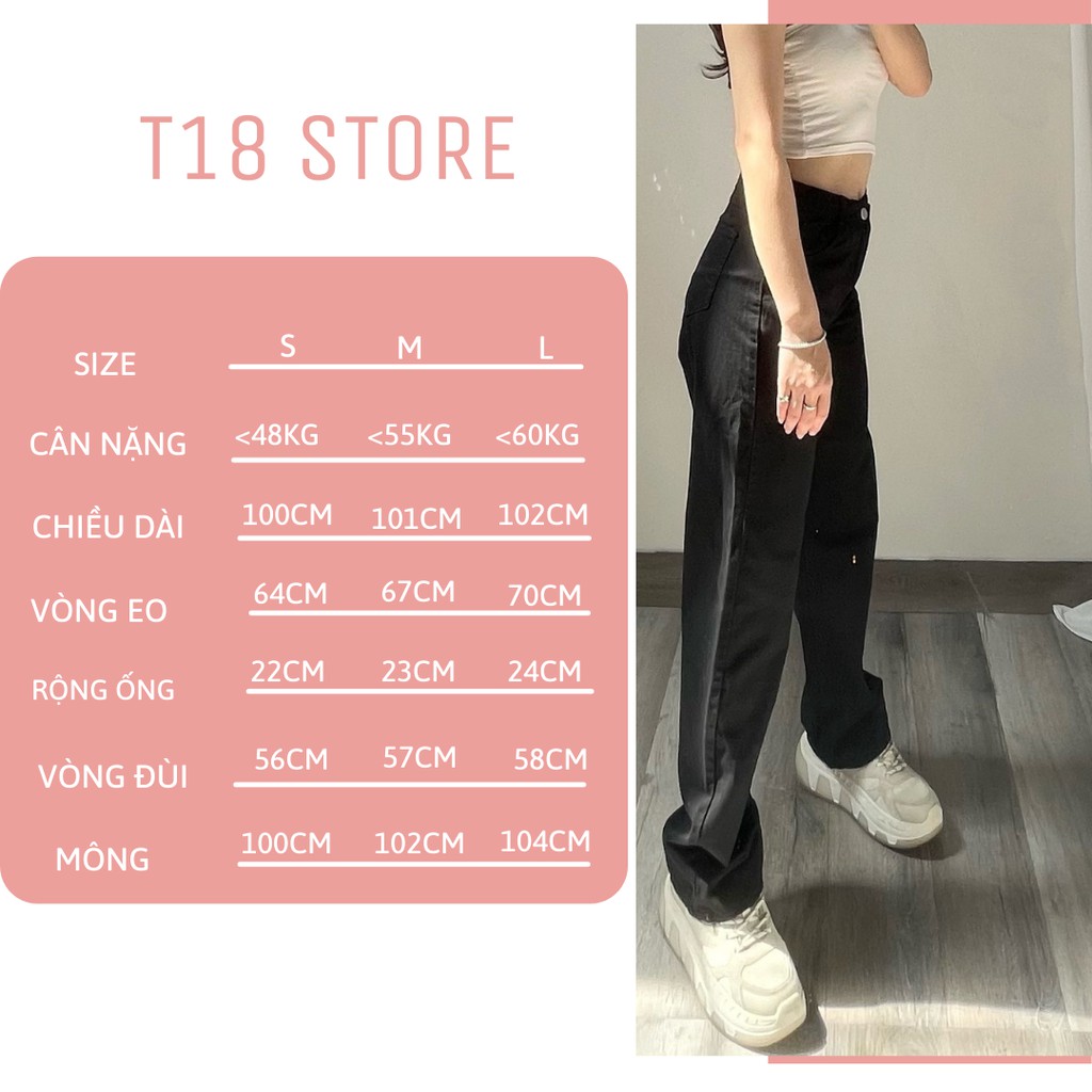 Quần jean nữ ống rộng lưng cao suông đứng bigsize quần bò nữ T18 STORE QJ07