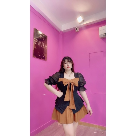 SET NƠ CHÂN VÁY XẾP LI BIGSIZE