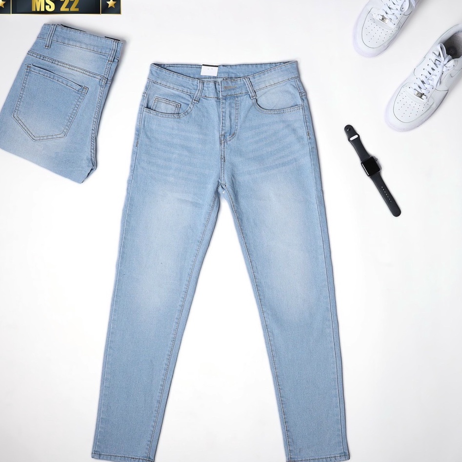 Quần jean nam co giãn 4 chiều, quần bò trơn dáng ôm chất vải cao cấp CAROLLSTORE MS22