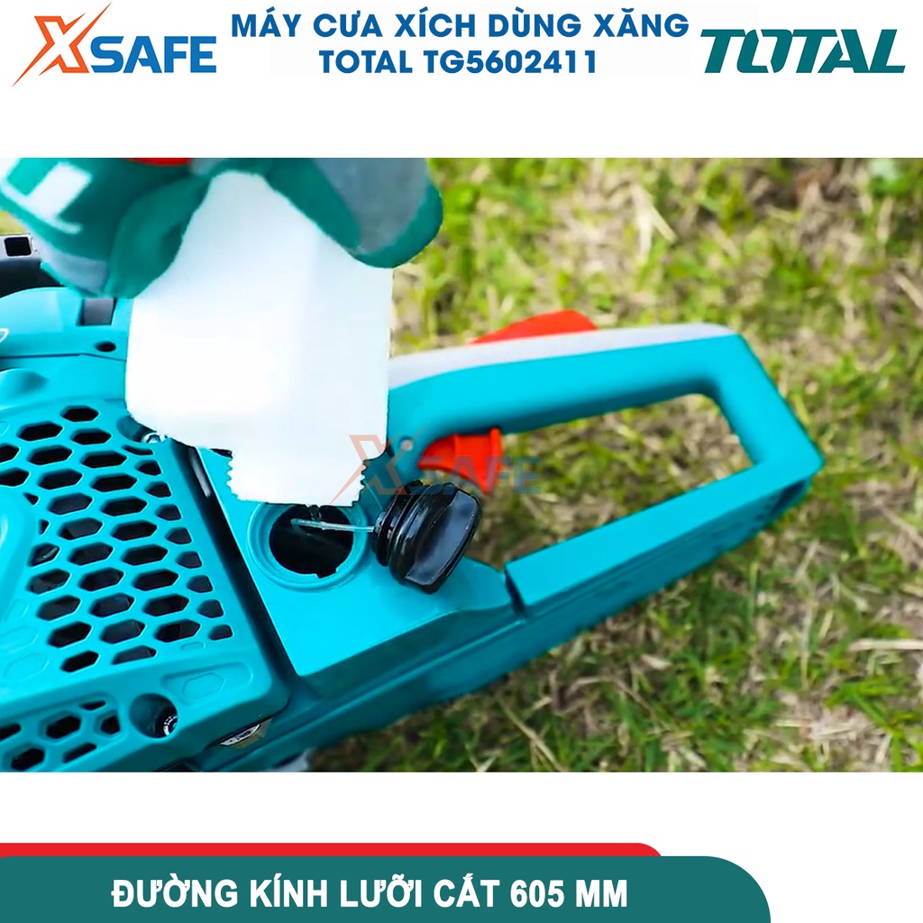 Máy cưa xích dùng xăng Total TG5602411 dung tích 62 cc công suất 2.4Kw đường kính lưỡi cắt 605mm [CHÍNH HÃNG]