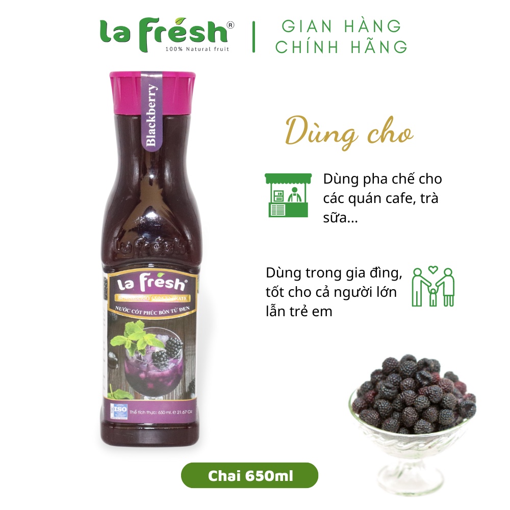 Nước Cốt Phúc Bồn Tử Đen Lafresh Đà Lạt Chai 650ml