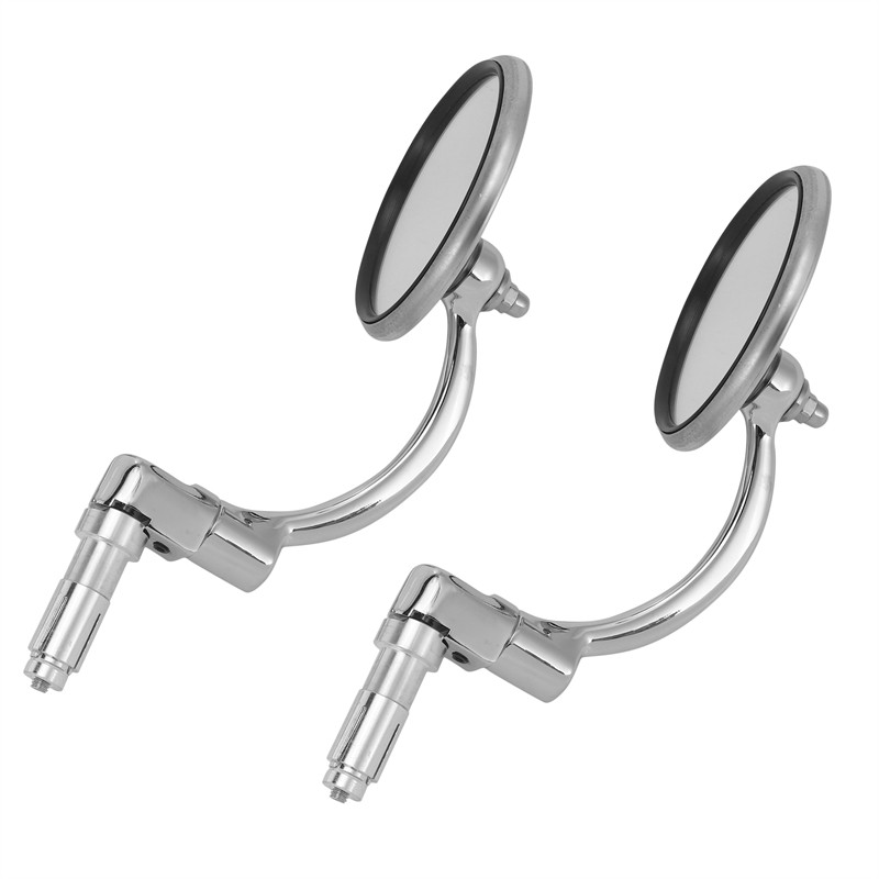 2 Pcs Universal Chrome Round Rearview Mirrors Bar End Side Mirrors for Motorcycle Chopper Scooter Cafe Racer Accessories