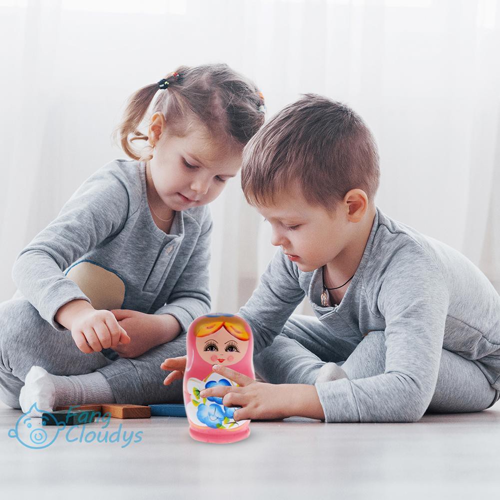 Set 5 búp bê Matryoshka bằng gỗ vẽ bằng tay của Nga