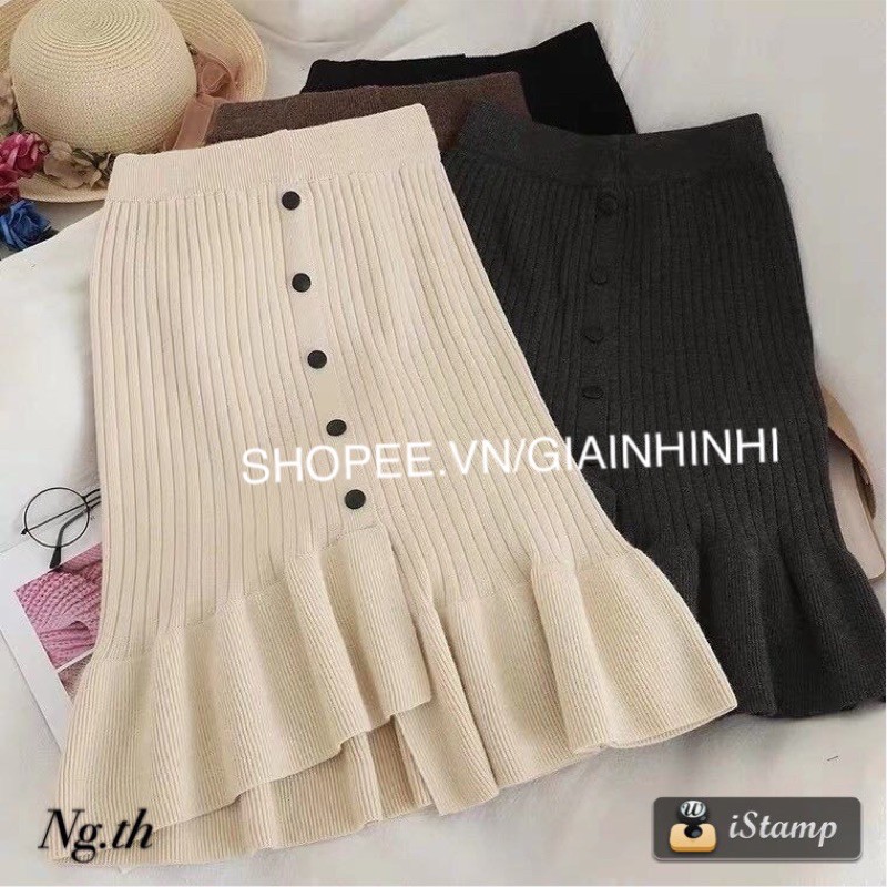 Chân váy len khuy đuôi cá, Chân váy len cạp chun dài 60cm CV1521 - NhiNhi Shop | BigBuy360 - bigbuy360.vn