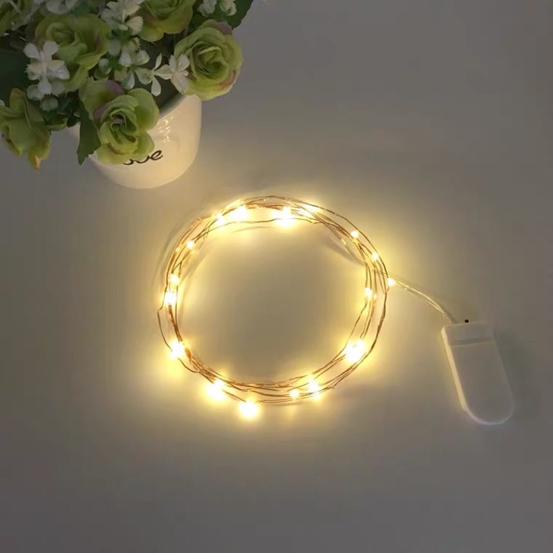 Đèn led đom đóm 2m kèm sẵn pin đĩa, Đèn trang trí Fairy Light - Decor Fancy