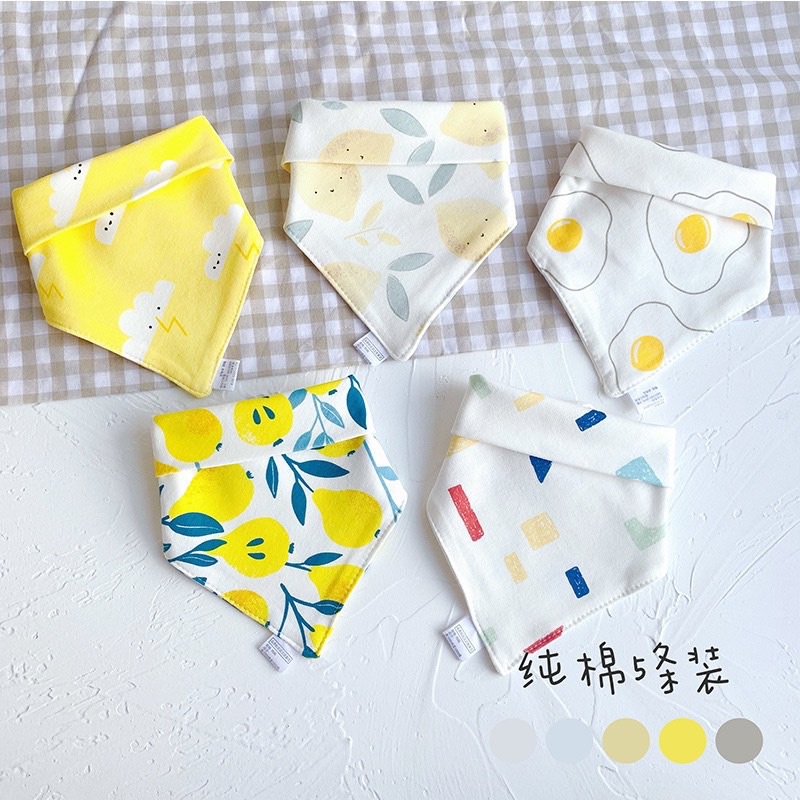 Set 5 yếm cotton cài sau cho bé