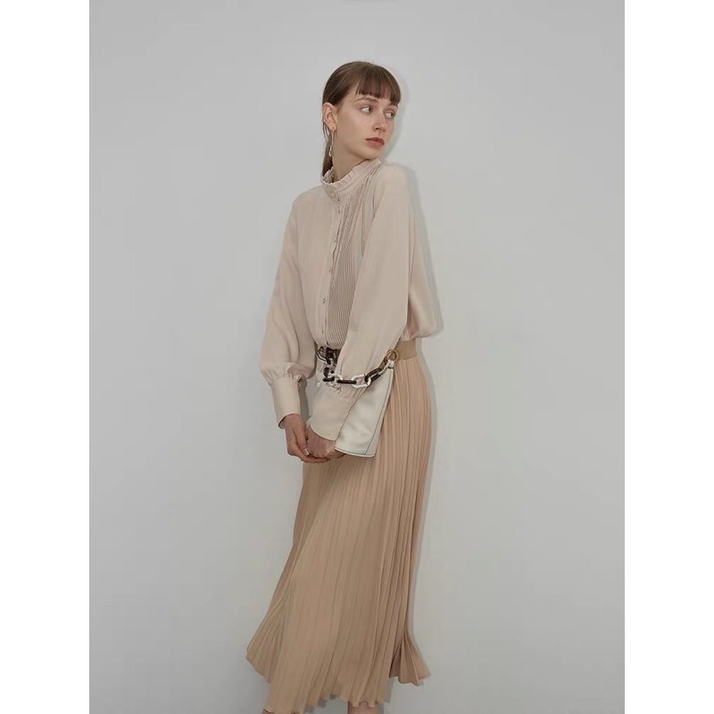 (sẳn) chân váy xếp ly màu nude (pleated skirt) | BigBuy360 - bigbuy360.vn