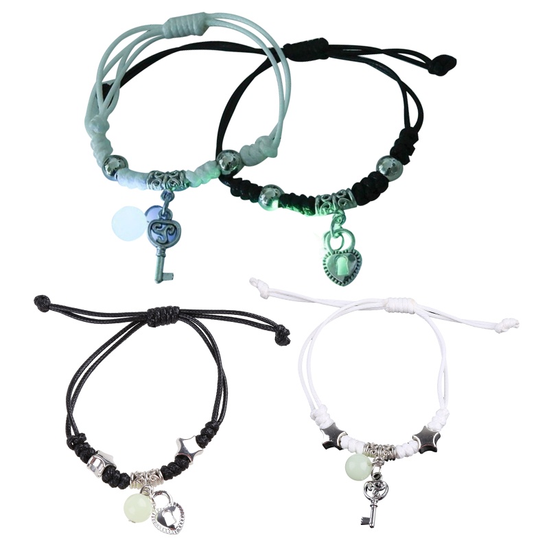 Set 2 Vòng Tay Dây Bện Thủ Công Dạ Quang Có Thể Điều Chỉnh Kích Thước