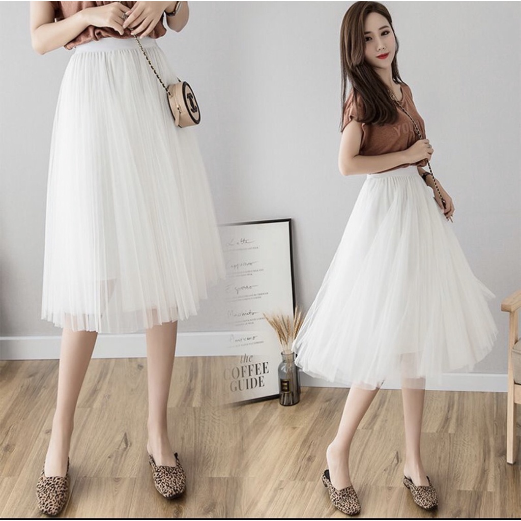 Chân váy công chúa - Chân váy lưới xếp ly 2 lớp - dài 70cm.
