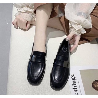 Giày Loafer da lì retro Ulzzang