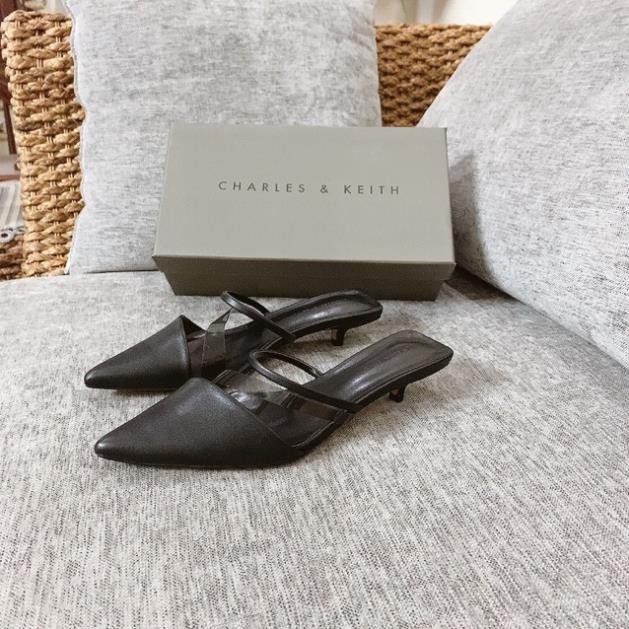 | Big Sales | Sục cnk charles&keith mũi nhọn quai mica trong gót nhú 3cm xuất dư fullbox Sales 11-11