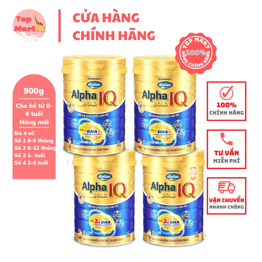 Sữa bột Vinamilk Dielac Alpha Gold IQ đủ số 1,2,3,4 900g