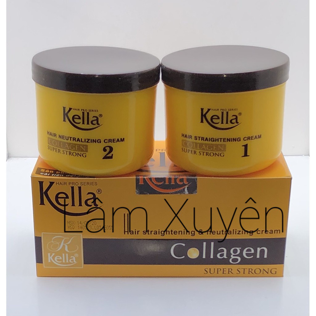 Thuốc duỗi tóc Kella collagen super strong 500ml siêu khỏe hộp màu vàng 🍔FREESHIP🍔 duỗi tóc thẳng tự nhiên, chuyên  dụng