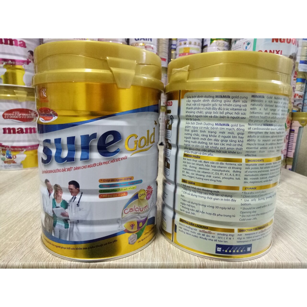 Sữa Milkmilkgold Sure Gold 900Gr bổ sung dinh dưỡng cho người cao tuổi, phục hồi sức khỏe cho người bệnh