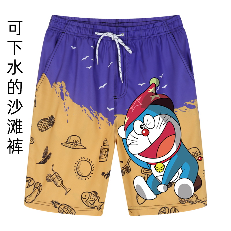 Quần Đi Biển In Hình Mèo Máy Doraemon Đáng Yêu