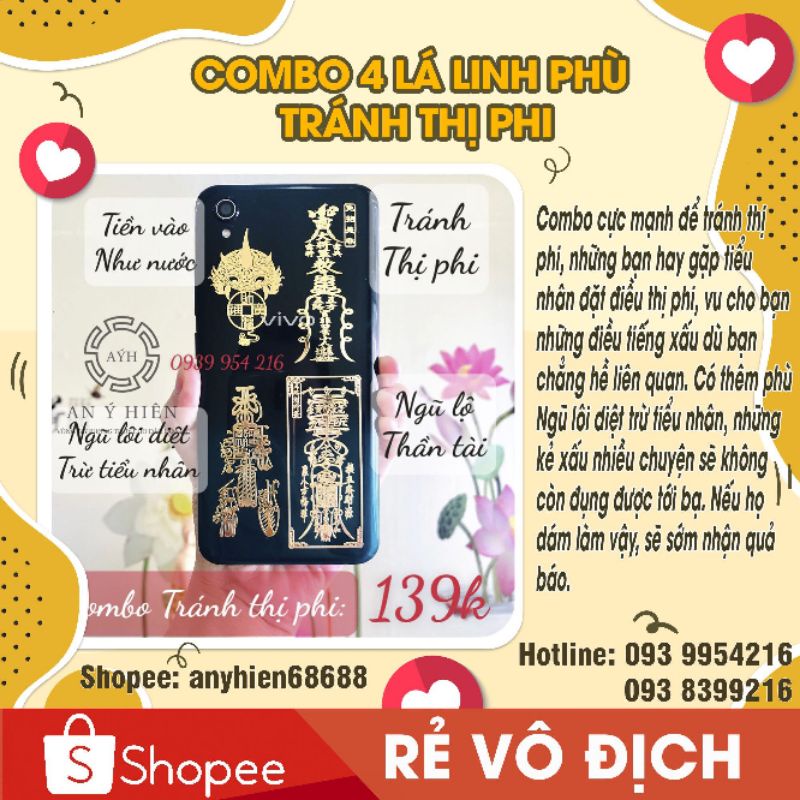 ( ĐẶC BIỆT Thầy người Hoa làm) Bộ 4 lá: Tránh thị phi