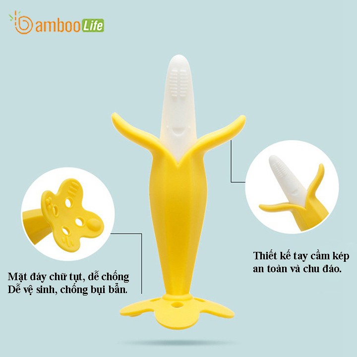 Gặm nướu silicone cho bé Bamboo Life cao cấp hình con hươu, quả chuối an toàn cho trẻ em khi mới mọc răng