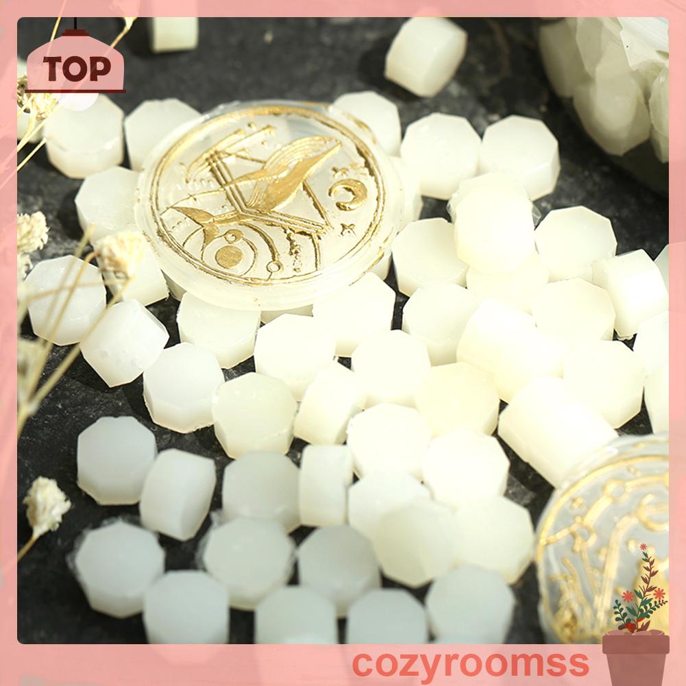 100 viên sáp hình bát giác màu trắng/ trong suốt dùng niêm phong bì thư